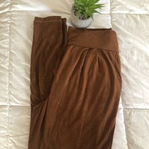 Brown velvet fabric pants
